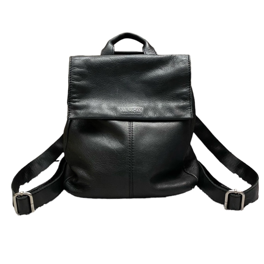 Black & Silver Leather Liberty Backpack Purse - Picture 1 of 15